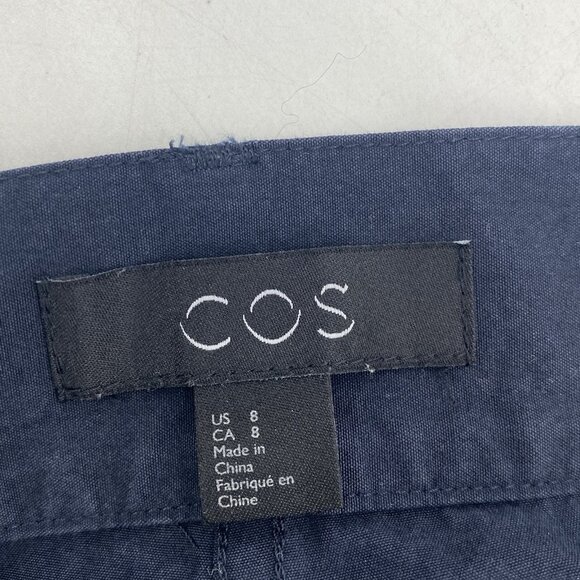 COS Size 8 Navy Blue Ultra High Waisted Button Fly Pants Cropped Ankle Length - Picture 9 of 14